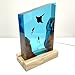 A grand resin night light with simulated ocean landscapes, bat fish, and divers. Artistic home decoration, resin lamp, holiday gift, birthday gift handmade from resin and solid wood.