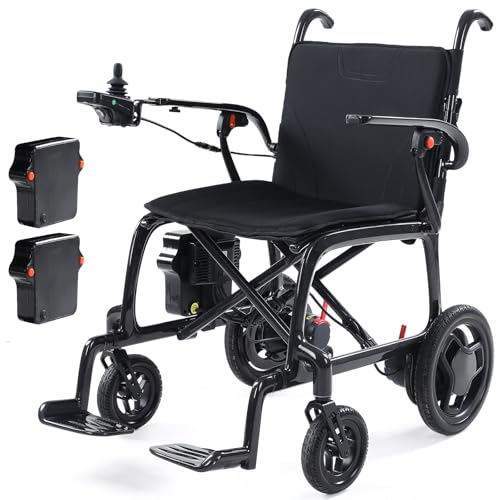 22 lbs Carbon Fiber Electric Wheelchair for Adults, 29-Mile Range Lightweight Foldable Motorized Power Wheelchair with Dual Batteries, Portable Airline-Approved Travel Chair