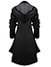 Allonly Women's Button Closure Asymmetrical Hem Long Trench Black Cloak Coat,Black,Large