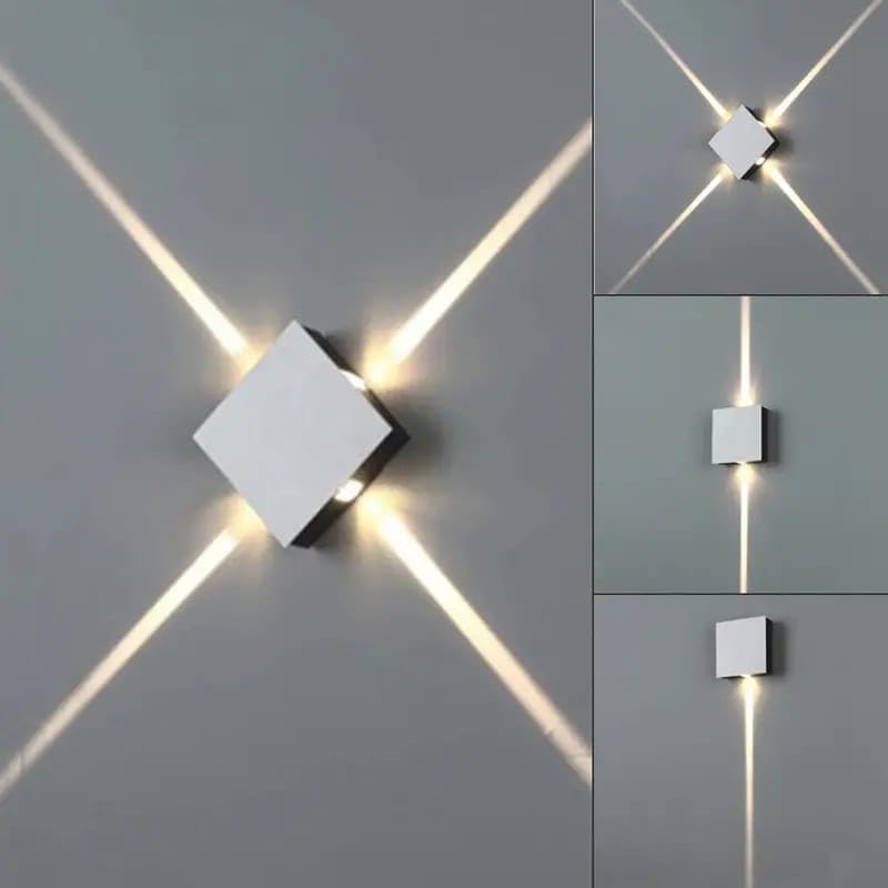 Glowave 12 Watts 4 Way Modern LED Laser Indoor/Outdoor Metal Square Wall Light Waterproof for Garden, Balcony, Bedroom, (Warm White)-image-15