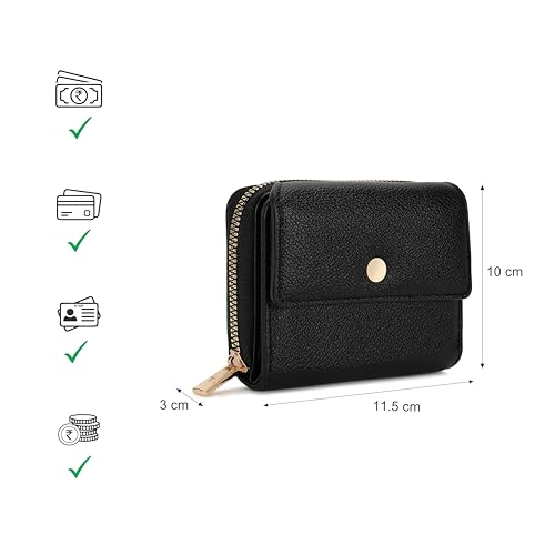 Image of Fastrack Women's Mini Organizer Wallet | Flap Closure, Tri-Fold Design, Zip Coin Pocket, Card & Cash Slots | Compact & Organized | 6 Months Warranty