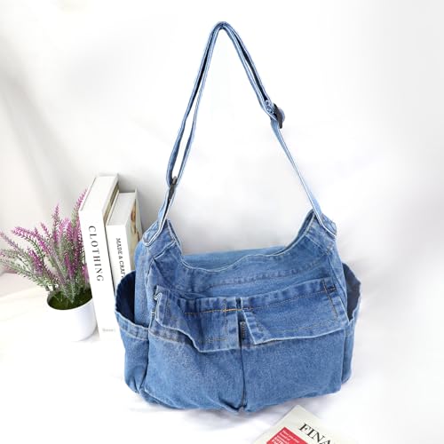 Bolso de hombro de mezclilla para mujer con gran capacidad miniatura 2