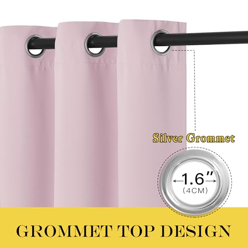 NICETOWN Room Darkening Baby Pink Curtains W100 x L84 for Sliding Door, Grommet Thermal Insulated Light Blocking Window Treatments for Bedroom/Living Room, 1 Panel