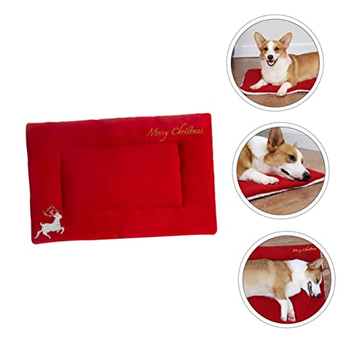 Milisten Weihnachten Haustiermatte Plüsch Warm Katzenbett Bequeme Hundematratze Unbedenkliches Material Gesunde Schlafumgebung Hirschmotiv Einzigartiges Design Sofa Hundebett Auto