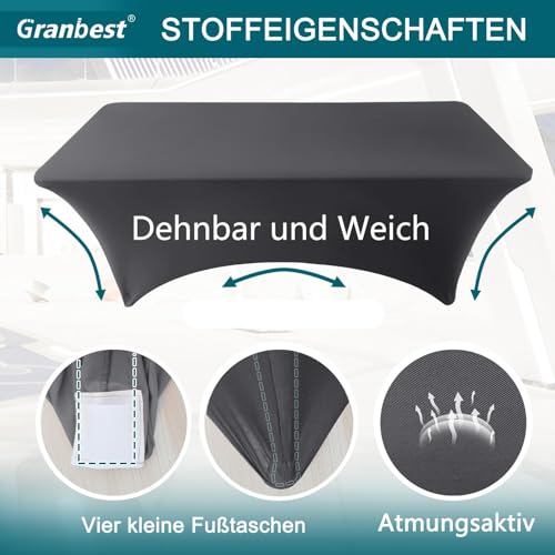 Nappe ajustée sans pli Granbest grise en élasthanne pour table rectangulaire - 5