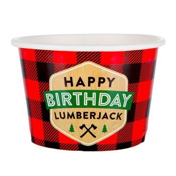 Happy Birthday Lumberjack Buffalo Check Snack Cups Outdoors Party Supplies 12 Ct