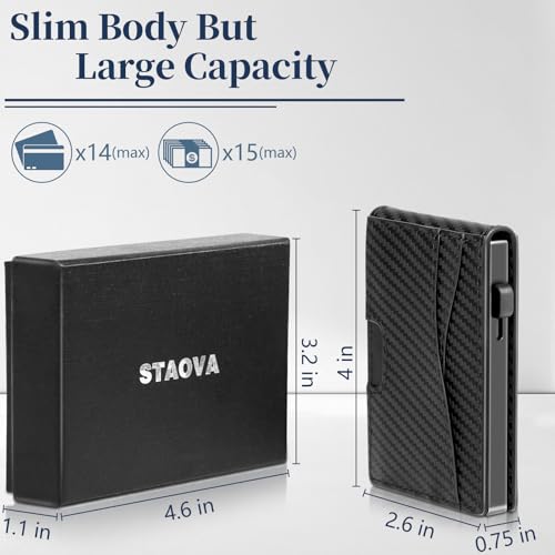 Wallet for Men, Mens Minimalist Wallet with Money Cards,RFID Blocking Smart Pop Up Card Wallet with ID Window,Holds 7-10 Cards,Gift Boxed2