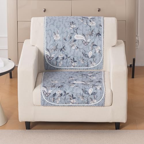 Image of HOKIPO HeavenHue Sofa Cover 1 Seater for Seat & Back, Frosted Petals