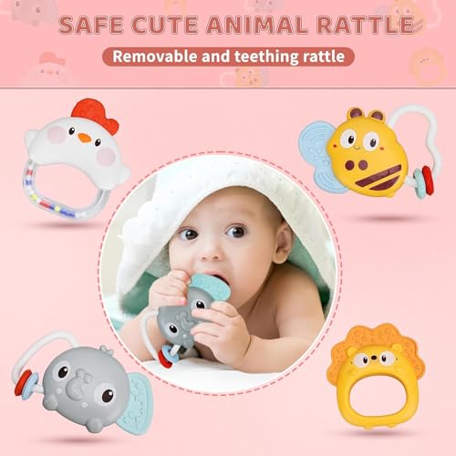 0TO1 TECH Baby Crib Mobile with Music and Lights, Crib Toys with Remote Control, Rotation, Moon and Star Projection, chewing teether rattle, Baby Mobile Toy Suitable for children Newborn (Pink)