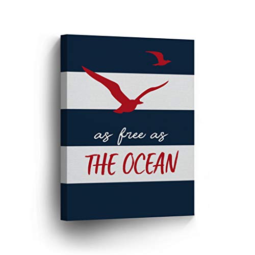 Smile Art Design As Free as the Ocean Quote Red