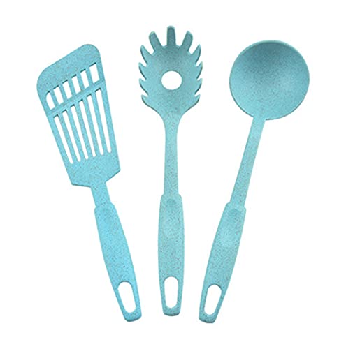 WOIWO Paja de trigo al aire libre Juego de cocina de tres piezas para el hogar, cocina, espátula, cuchara de sopa, utensilios de cocina