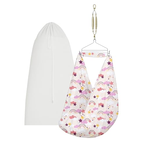 Image of Happykid Baby Cradle Set | Durable Cotton Cloth, Mosquito Net, Spring, Triangle and Window Hanger (White & Purple, Cradle (Without Window Hanger))
