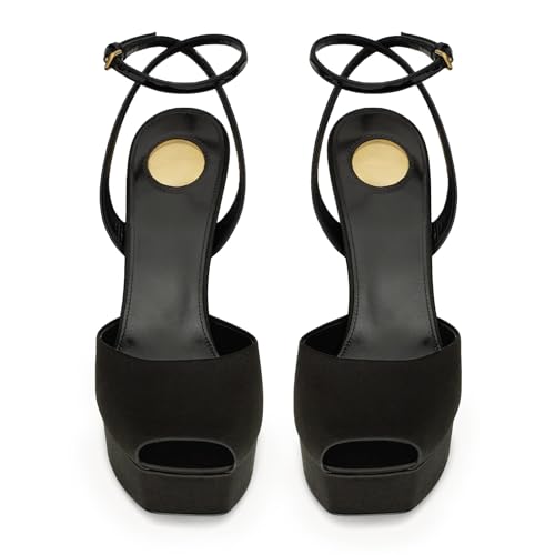 Womens Square Peep Toe Stiletto High Heels Ankle Strap Sandals Backless Buckle Dress Party Fashion Shoes3