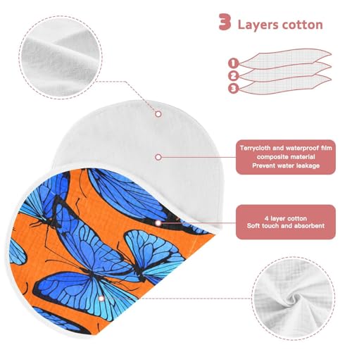 Kigai Blue Butterflies Burp Cloths for Baby 4-Layer Cotton Muslin Burping Cloths 22x11 inch Super Soft & Absorbent Spit Up Burp Rags for Newborn Boys Girls 1 Pack3
