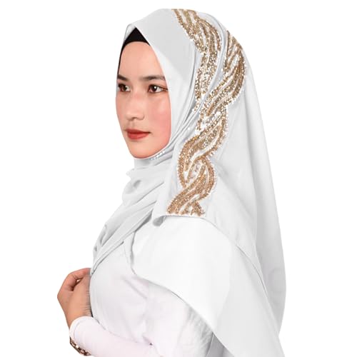 ZGMYC Women's Chiffon Gliiter Sequin Long Scarf Muslim Hijab Elegant Sparkly Headscarf Shawls and Wraps for Evening Dress