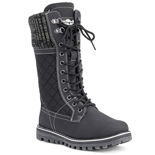 Polar Damen Schnee Dauerhaft Draussen Thermal Winter Warm Wasserdicht Mitte Wade Stiefel - Schwarz - UK6/EU39 - YC0376