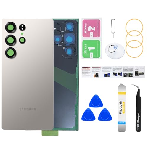 Phoupair Back Glass Replacement for Samsung Galaxy S25 Ultra with Professional Repair Tool Kit (Titanium Gray)