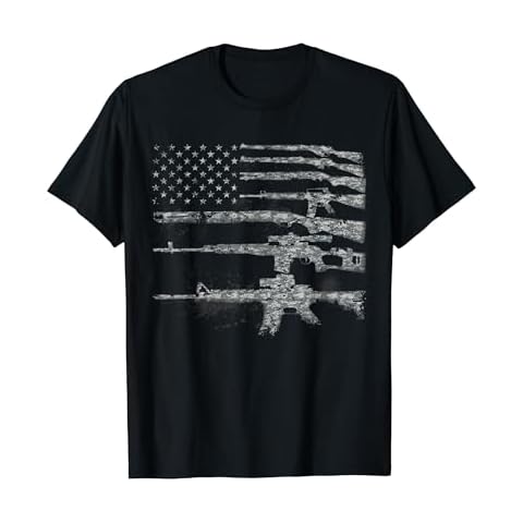 USA Guns Weapons Rifles Flag Digital Camo T Shirt Gift Cover