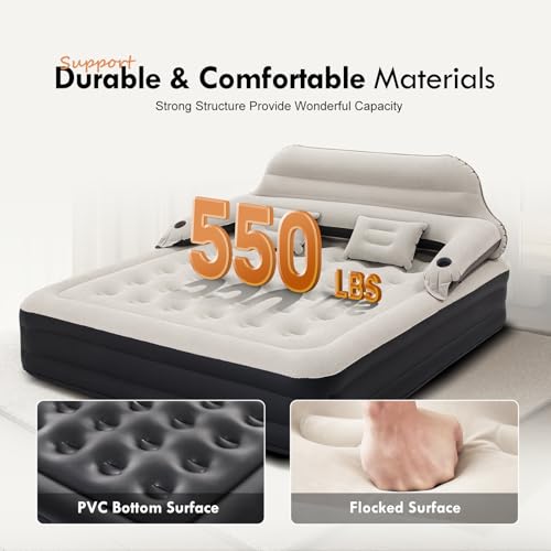 DIMAR GARDEN King Size Air Mattress with Headboard and Pump の商品画像 3