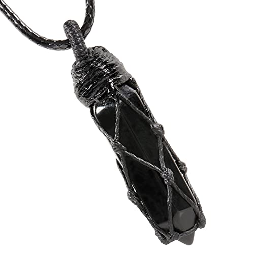 TUMBEELLUWA Hexagonal Crystal Points Pendant Necklace for Unisex Wrapped Stone Wand Pendant with Adjustable Cord2