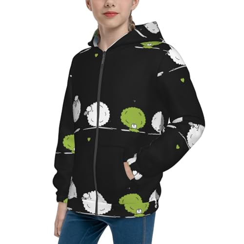 Funny Sheep Doing Yoga Kid Hoodies Boys Zip Up Sweatshirts Girls Pullover with Pocket