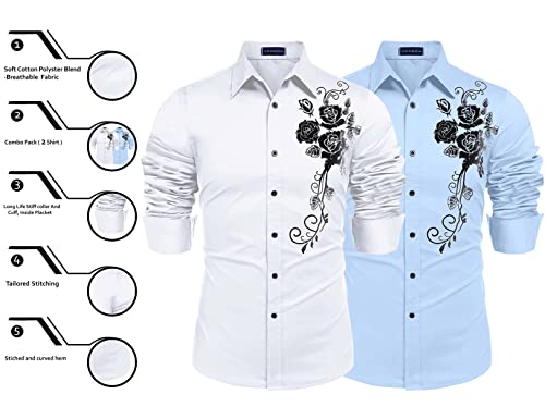 Image of Zombom Men's Regular Fit Cotton Blend Printed Full Sleeve Casual Shirts