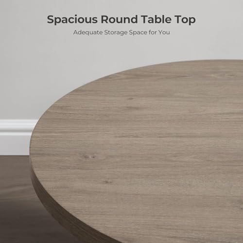 Image of SICOTAS Round Coffee Table for Living Room, Modern Fluted Circle Center Coffee Table with Storage, 32 inch Accent Tea Dining Table for Apartment, Grey Alder