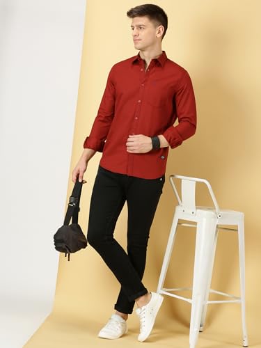 Image of Thomas Scott Men Classic Slim Fit Cotton Casual Full Sleeves Shirt