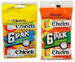 Adams Chiclets Original Candy Coated Gum, (3) 6 Packs of Fruit Flavored, (3) 6 Packs of Peppermint Flavored