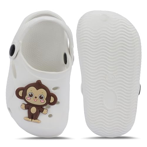 Image of GIMME ! Little Monkey, Toddler Clogs Slippers, 12 Months to 6 Years, Baby Boy, Waterproof, Lightweight, Cute Cartoon Fun Charms, Pink, Non-Slip Sole