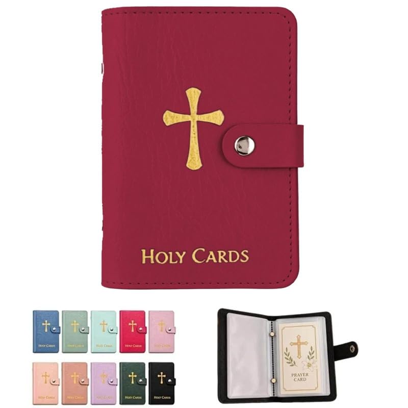 Multicolor Prayer Card Holder, Pocket Prayer Card Organizer with Snap Closure, Waterproof Large Capacity Storage Case for Holy Cards Collection