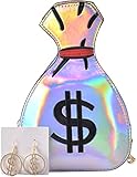 Women's PU Hologram Laser Money Bag Design Purse Handbags Cross-Body Messenger Shoulder Bag A-sliver