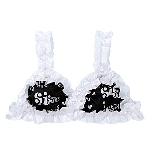 CHICTRY Men's Sissy Stain Bra Bralette Wire Free Bra Top Ruffles Girly Crossdress Underwear Black X-Large - Image 4