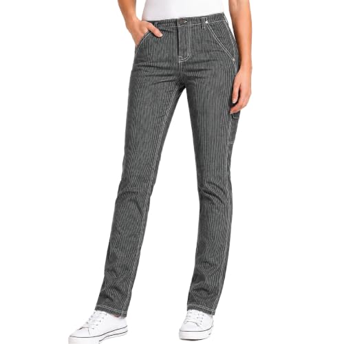 Dickies Womens Casual Slim Fit Carpenter Pant - Non-Stretch - Runs Small Size 30 Hickory Stripe