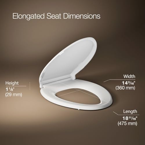 Image of KOHLER CACHET Nightlight Soft Close Toilet Seat Elongated, ReadyLatch, Grip-Tight Hardware, White
