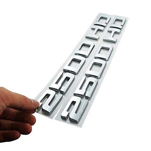 Image of Set of 2 2500HD Letter Nameplate Emblems 2500 HD Badge Decal Compatible with 2500 HD 2007-2018 (Chrome)
