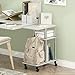 Furinno Turn-N-Tube U-Shaped Side Table with Casters, White Oak/Stainless Steel