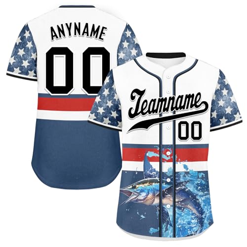 Onegam Custom Fishing Baseball Jersey for Men, Embroidery/Printing Name Number Fan Uniform Shirts