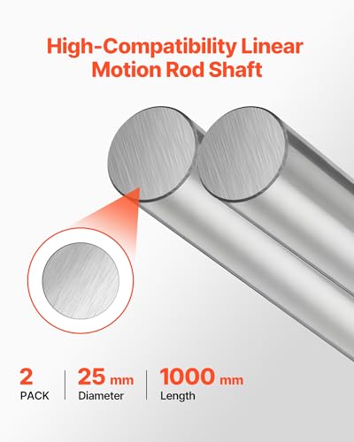 Image of VEVOR 2PCS Linear Motion Rod, 25 mm x 1000 mm (0.98 x 39.4 in), SFC25 Carbon Steel Linear Rod Shaft, Anti Rust and High Precision, High Hardness Shaft, for Cutting Grinding Milling Drilling Machine | 2PCS Linear Motion Rod, 25 mm x 1000 mm