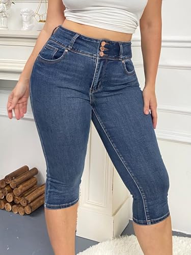 Flamingals Butt Lifting Mid Waist Skinny Jeans for Women Stretchy Fall Trendy Pull On Denim Capris4