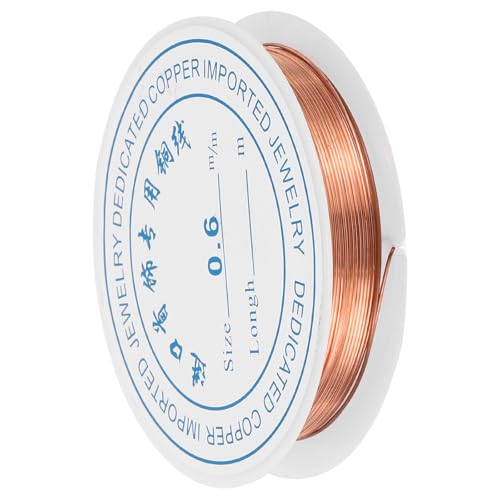 sourcing map 0.6mm/22 Gauge Copper Wire for Jewelry Making, 1 Roll Craft Tarnish Resistant Beading Wire for Jewelry Making Supplies(Red Bronze)-4.5m