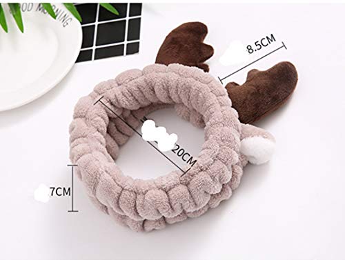 Elk Headband Headbands For Women Girls, Spa Facial Headband Makeup Headband Bear Face Mask Headband For Birthday Valentines Day Christmas Party Gifts Fleece Headwear Headwraps For Women Coffee #TOP5