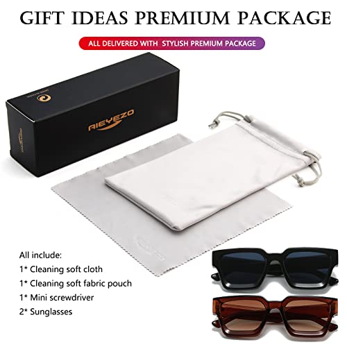 Image of AIEYEZO Square Sunglasses for Women Men Square Thick Frame Sun Glasses Simple Designer Style Shades