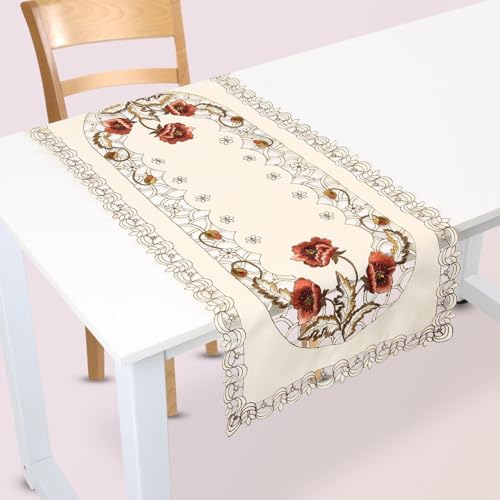 Jadeshay Table Cloth,Washable Table Cover Floral Flower Hollow Embroidered Table Runner Exquisite Tablecloth Cutwork Cabinet Table Decor,for Home Party Banquet(Rectangle)