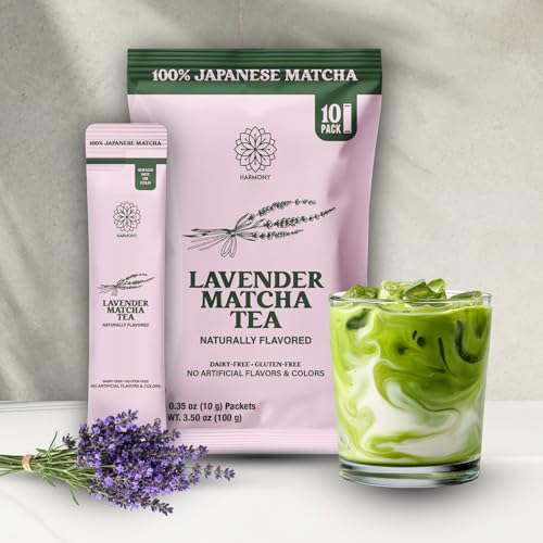 The Harmony Matcha Lavender (10 Sticks) Premium Japanese Matcha Powder, Rich in Antioxidants & L-Theanine, Sweetened with Organic Sugar, No Preservatives