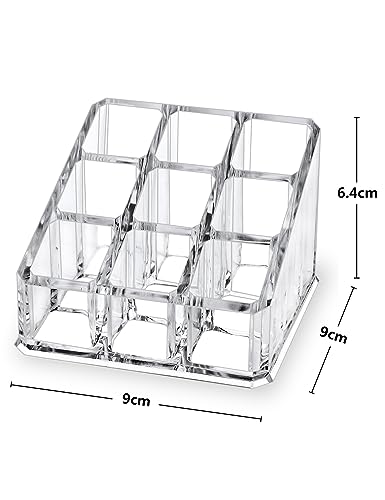 Image of MOSIKER Lipstick Lip Gloss Organizer,Small Clear Acrylic Compact Essential Oil Rollerball Perfume Holder with 9 Slots