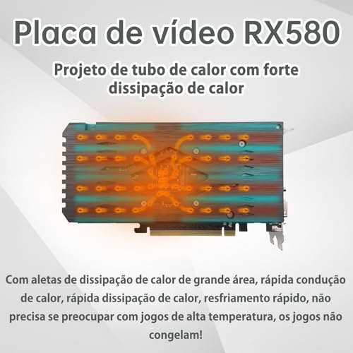 maxsun Placa de Vídeo AMD Radeon RX580 8GB, placa de vídeo de 2048 SP GDDR5 de 256 bits para jogos d
