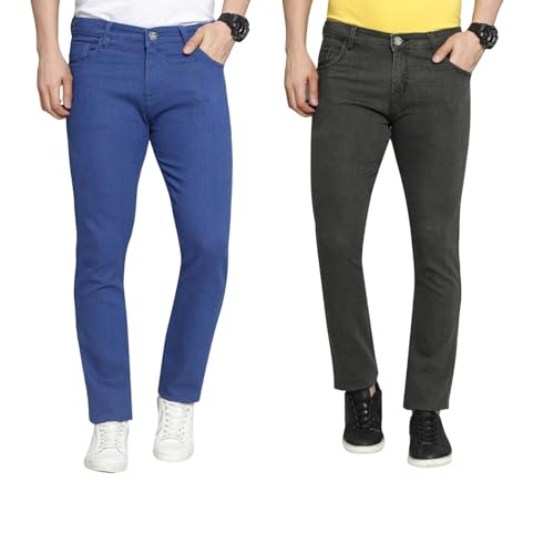 Image of DAIS Men's Stretchable Slim Fit Mid Rise Jeans, Pack of 2, (Combo of 2 Jeans)
