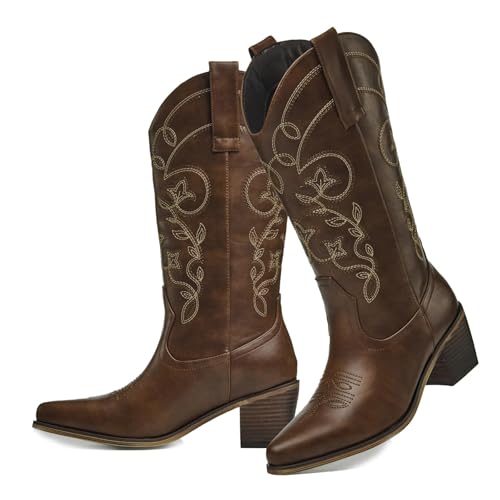 Image of Cowboy Boots for Women, Pointed Toe Chunky Heel | All-day walking comfort design, versatile for daily outfits, country music festivals and western style occasions