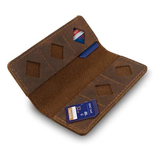 MegaGear Leather SD Card Holder with 12 Card Slots